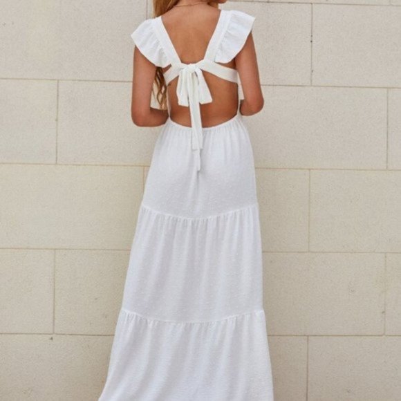 Tied Open Back Swiss Dot Dress - Picture 4 of 6